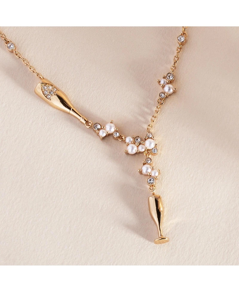 Alex and Ani Champagne Pearl and Crystal Pendant Necklace