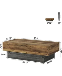 Tribesigns Farmhouse Wood Coffee Table, Rustic Large Rectangle Tea Table