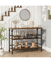 Yigii Console Table 3-Tier Entryway Narrow Sofa Side Shelves
