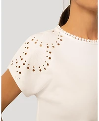 Cable & Gauge Women's and Scuba Cutout Drop Shoulder Top