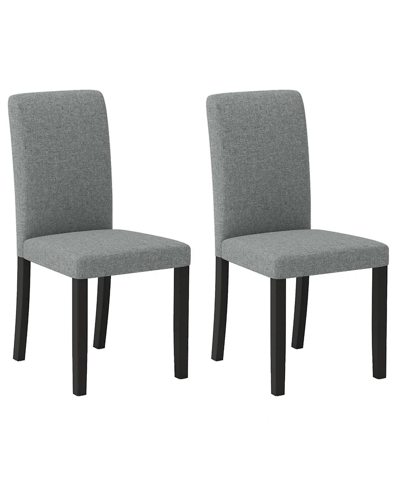 Gymax Dining Chair Set of 2 Mid-Century Modern Fabric Upholstered Parson Chairs