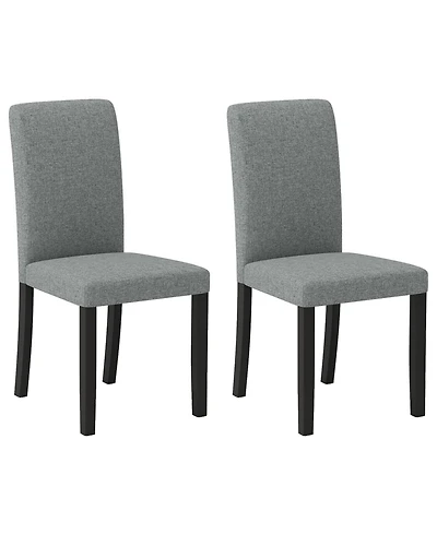 Gymax Dining Chair Set of 2 Mid-Century Modern Fabric Upholstered Parson Chairs