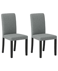 Gymax Dining Chair Set of 2 Mid-Century Modern Fabric Upholstered Parson Chairs