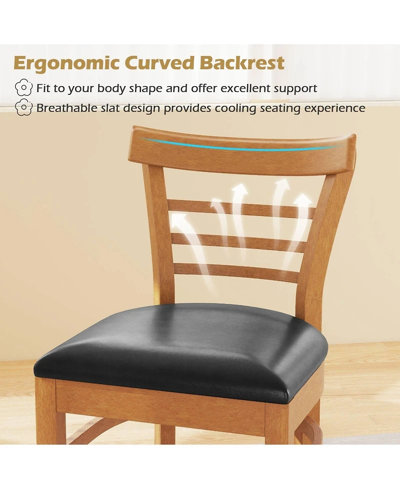 Gymax Modern Dining Chair Set of 2 Upholstered Kitchen Chair with Rubber Wood Legs