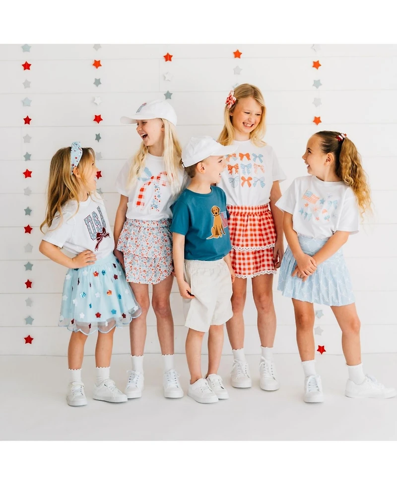 Sweet Wink Little and Big Girls Glitter Flag Bow Clip Set