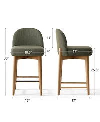 Maison Boucle 25.5" Linen Counter Height Stools Set of 4 for Kitchen Island