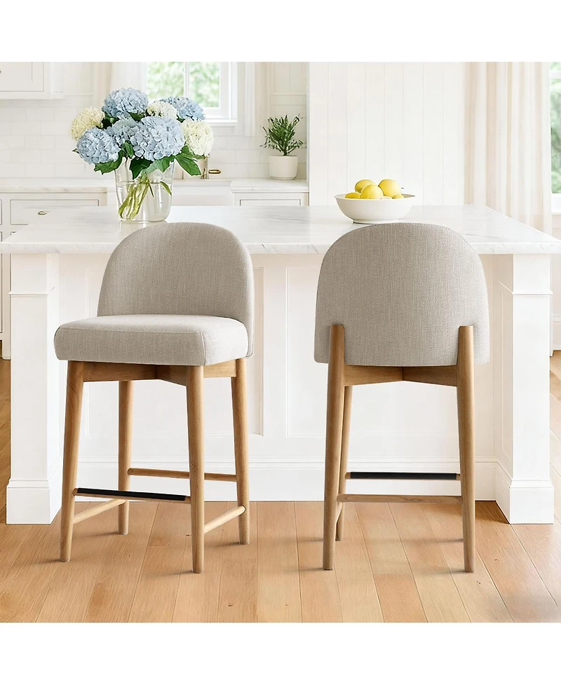 Maison Boucle 25.5" Linen Counter Height Stools Set of 4 for Kitchen Island