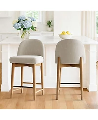 Maison Boucle 25.5" Linen Counter Height Stools Set of 4 for Kitchen Island