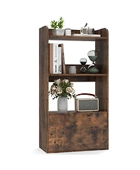 Gouun Freestanding 3-Tier Bookshelf with Open Shelves and Drawer, 21.5 x 11.5 x 41.5 in