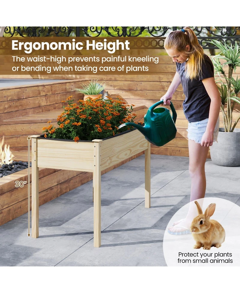 Gouun 47-Inch Raised Vegetable Garden Bed with Drainage Holes
