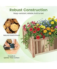 Gouun Acacia Wood Planter Box with Detachable Bottom Panel