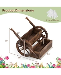 Gouun Rustic Carbonized Wood Wagon Planter with 2-Tier Design