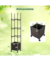 Gouun 87-Inch Tall Raised Planter with Trellis and Self-Watering System