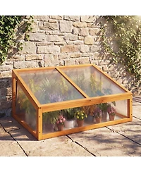 Gouun Fir Wood Cold Frame Greenhouse with Transparent Flip-Top Roof