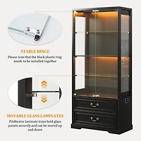 Vlsrka 67" Tall Display Cabinet with Glass Doors and 2 Drawers