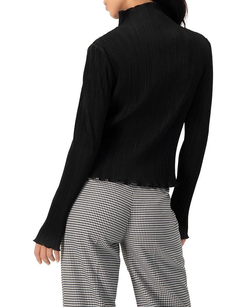 Ivonne Women's Pleated Mock Neck Top