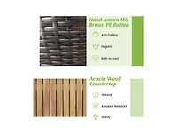 sumyeg 134 Gallon Rattan Storage Box with Zippered Liner and Solid Acacia Wood Top