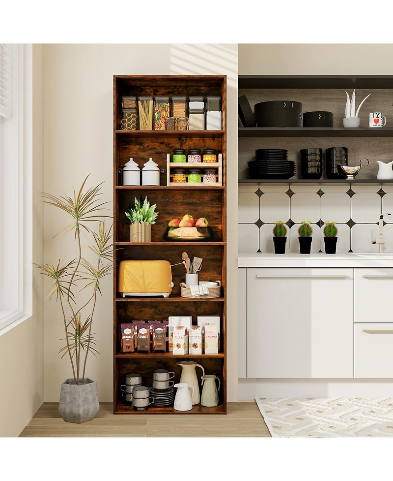 Sugift 6-Tier Bookcase with Open Shelves and Anti Toppling Kit