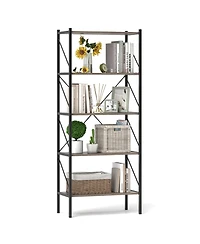Sugift 5-Tier Bookshelf with Open Shelves and Heavy Duty Metal Frame
