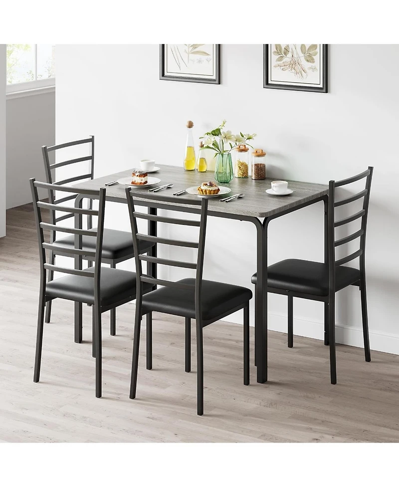 gaomon 5-Piece Small Space Kitchen Table Set, Modern Square Dinette and 4 Chairs for Indoor Dining