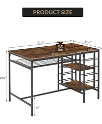 gaomon 3-Piece Dining Set: Table, 2 Benches, Wine Rack and Storage Shelf