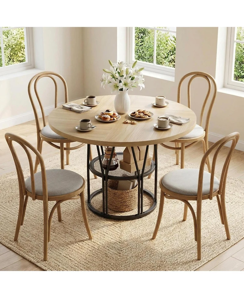gaomonRound Dinning Table for 4-6, 47" Circle Kitchen Table with Storage Shelf and Sturdy Metal Frame, Modern Dinner Table for Kitchen, Living Room
