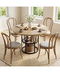 gaomonRound Dinning Table for 4-6, 47" Circle Kitchen Table with Storage Shelf and Sturdy Metal Frame, Modern Dinner Table for Kitchen, Living Room