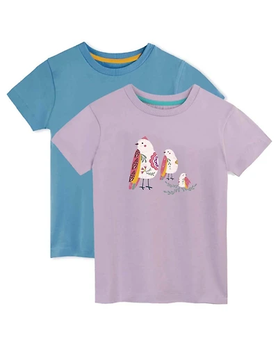 Mightly Big Girls Organic Cotton Short Sleeve Graphic T-Shirt 2-pack