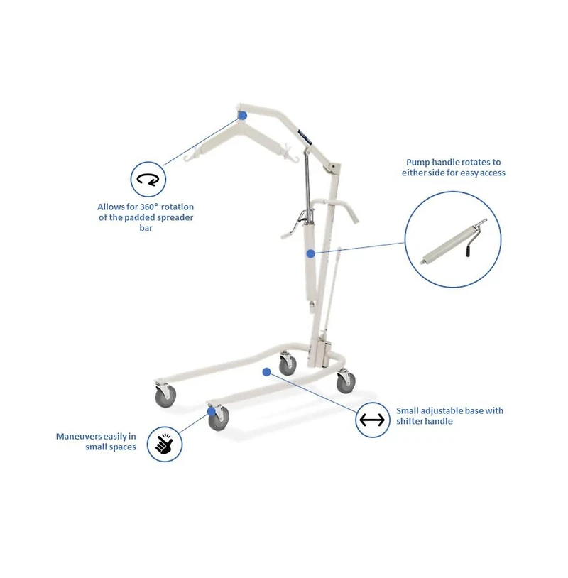 Invacare Hydraulic Patient Lift, Lightweight Transfer Chair With 450 lb Capacity and Safe Bent Mast