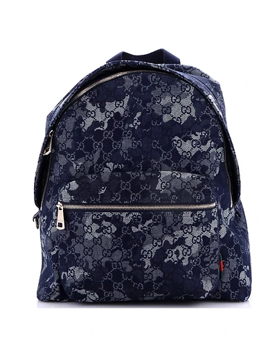 Pre-Owned Gucci Zip Front Pocket Backpack Camouflage Gg Denim