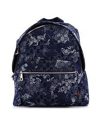 Pre-Owned Gucci Zip Front Pocket Backpack Camouflage Gg Denim