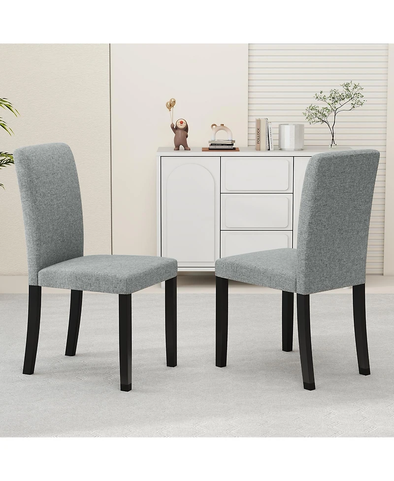 Gymax Dining Chair Set of 4 Mid-Century Modern Fabric Upholstered Parson Chairs