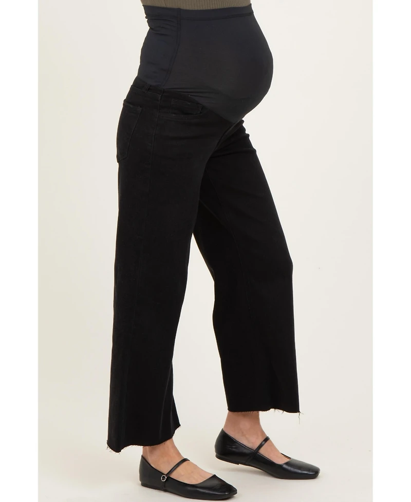 Pinkblush Maternity Raw Hem Crop Wide Leg Jeans