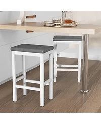 Gymax 24'' Upholstered Bar Stools Set of 4 Home Kitchen w/ Solid Wood Support Legs