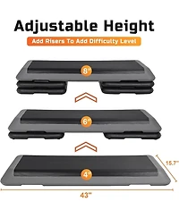Zeny Exercise Aerobic Step Platform, Adjustable Fitness Stepper with 4 Stackable Risers, Aerobics Stepper Workout Stepper