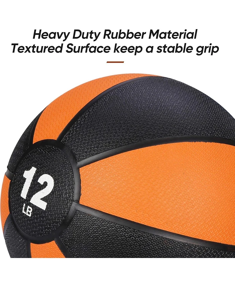 Zeny Fitness Medicine Ball 12lb, Weighted Exercise Ball with Textured Grip Fitness Core Strength Training Rubber Ball Home Gym Workout Equipment