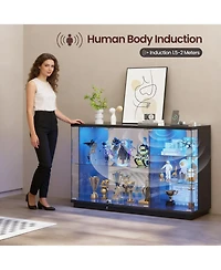 Vlsrka Glass Display Cabinet with Lock and Led Light