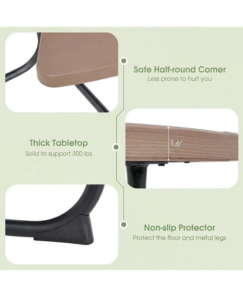 Gymax Outdoor 8-person Round Picnic Table Bench Set w/ 4 Benches and Umbrella Hole