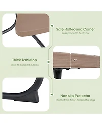 Gymax Outdoor 8-person Round Picnic Table Bench Set w/ 4 Benches and Umbrella Hole