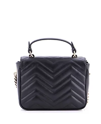 Pre-Owned Gucci Mini Gg Marmont Top Handle Chain Flap Bag Matelasse Leather