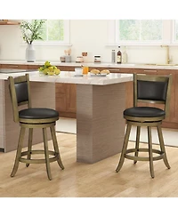 Slickblue Upholstered Counter Height Bar Stools 24 Inch Swivel 2 Piece Set