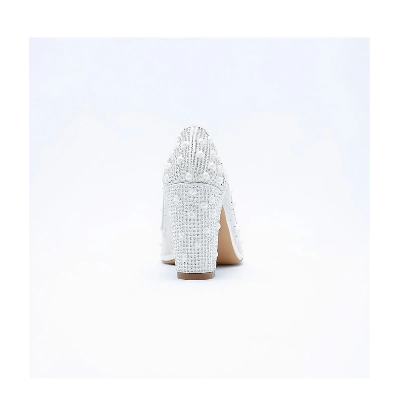 Forever & Always Shoes Women's Margaret Ivory Lace Stiletto