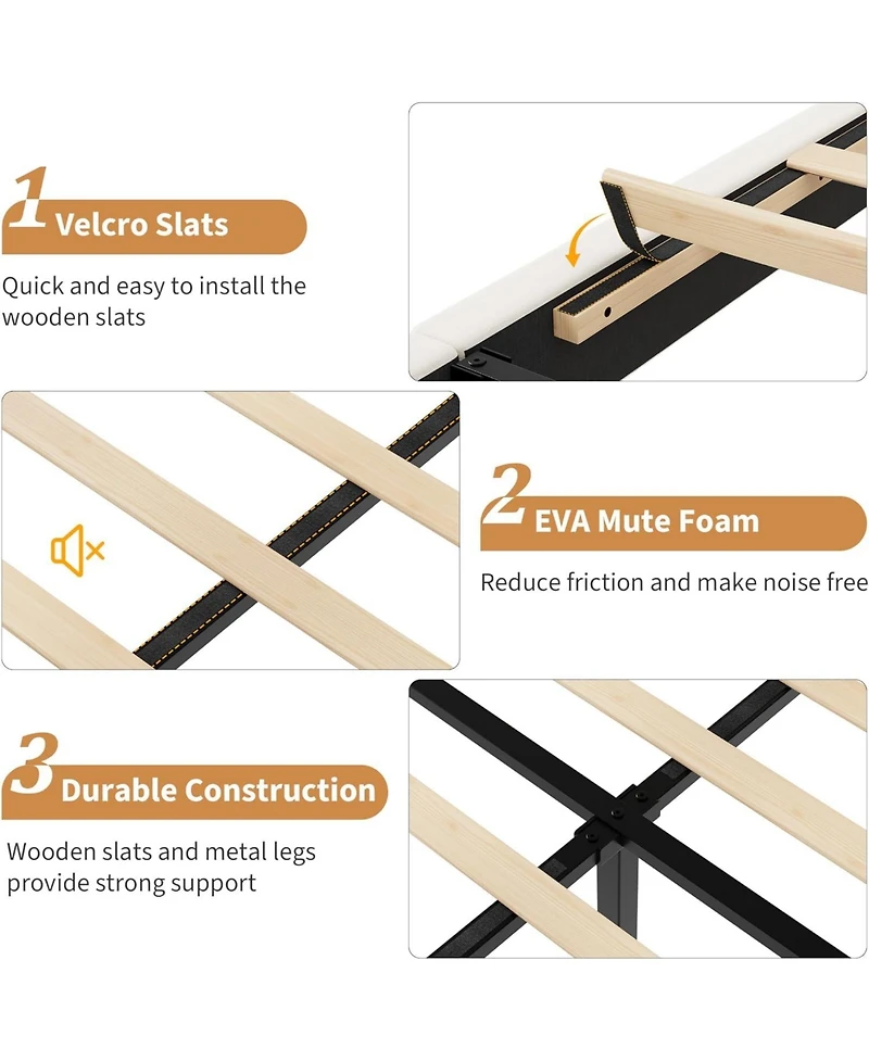 gaomon Upholstered Platform Bed with Adjustable Tufted Headboard and Slat Support