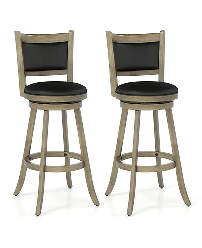 Slickblue 29 Inch Wooden Counter Height Stools 2 Piece Swivel Bar Chair Set