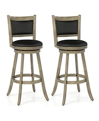 Slickblue 29 Inch Wooden Counter Height Stools 2 Piece Swivel Bar Chair Set