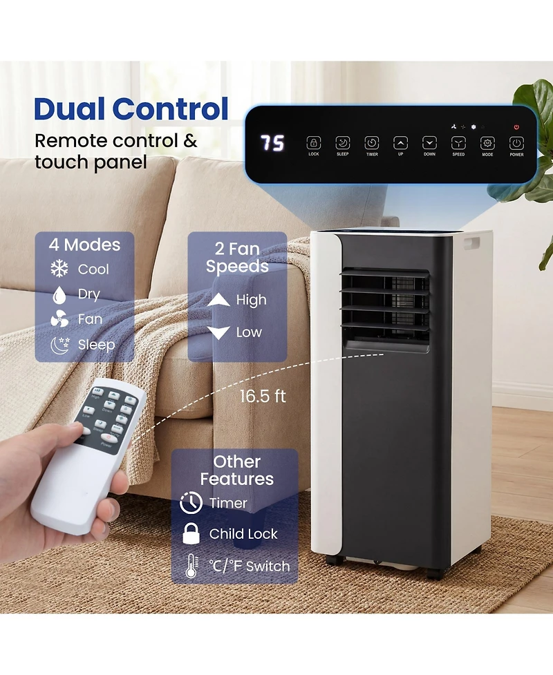 Mecale 8000 Btu Portable Air Conditioner 3-in-1 with Remote Control