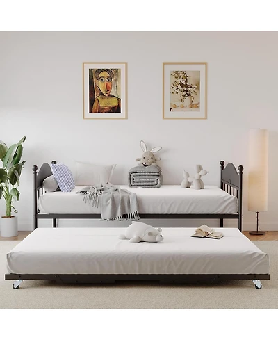gaomon Metal Daybed with Optional Trundle Stylish Headboard
