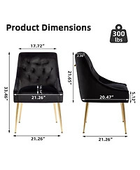 Dyhome Velvet Upholstered Dining Chairs Set of 6, Mid Century Modern Kitchen with 5.12" Cushions and Back Pull Rod