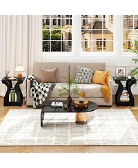 Gymax End Tables w/Charging Station Set of 2 3-Tier Side with Usb Ports and Outlets