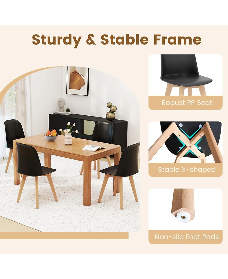 Gymax Modern Dining Chairs Set of Armless Kitchen Chairs 330 Lbs Load Capacity